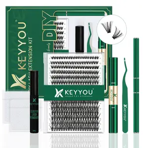 KEYYOU DIY Lash Extensions Kit Individual Lash Clusters Kit Volume Waterproof Long-Lasting Soft 300Pcs D Curl Easy to Use for Beginner TikTok Shop SpringGlowUp