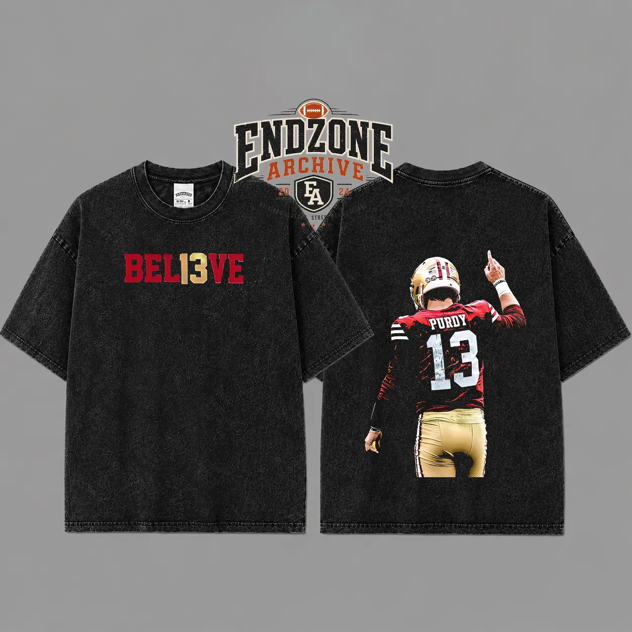 [Hokies Store] Brock Purdy 'Bel13ve' For 49ers Faithful Heavyweight Acid Washed Cotton Hoodie T-Shirt, Niners Football Fans Shirt, Niner Gang Graphic Football Shirt, Game Day Outfits