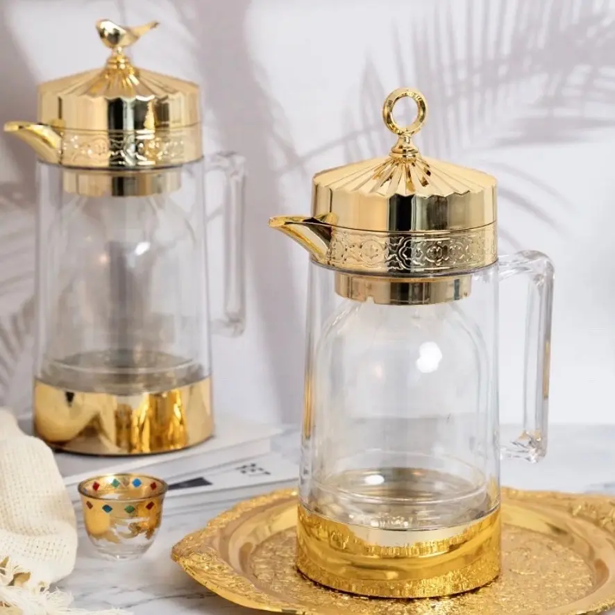 Luxury Arabic Style Transparent Dallah Flask Tea pot 1000ml Luxury Arabic Style Transparent Dallah Flask Tea pot 1000ml