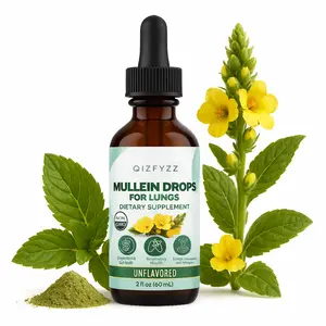 USDA Certified Organic Mullein Drops for Lung Support, Vegan, Non-GMO, Unflavored, 2 fl oz (60 mL).