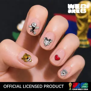 FIFA Mascot Nail Stickers for Nail Art, 5D Soccer Fan Nail Decals, World Cup Party Nail Decor for Women Girls Kids