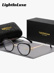 1 Pair LightInLuxe Unisex Full Frame Round Frame Plano Glasses Airy Frames Gentle Impression