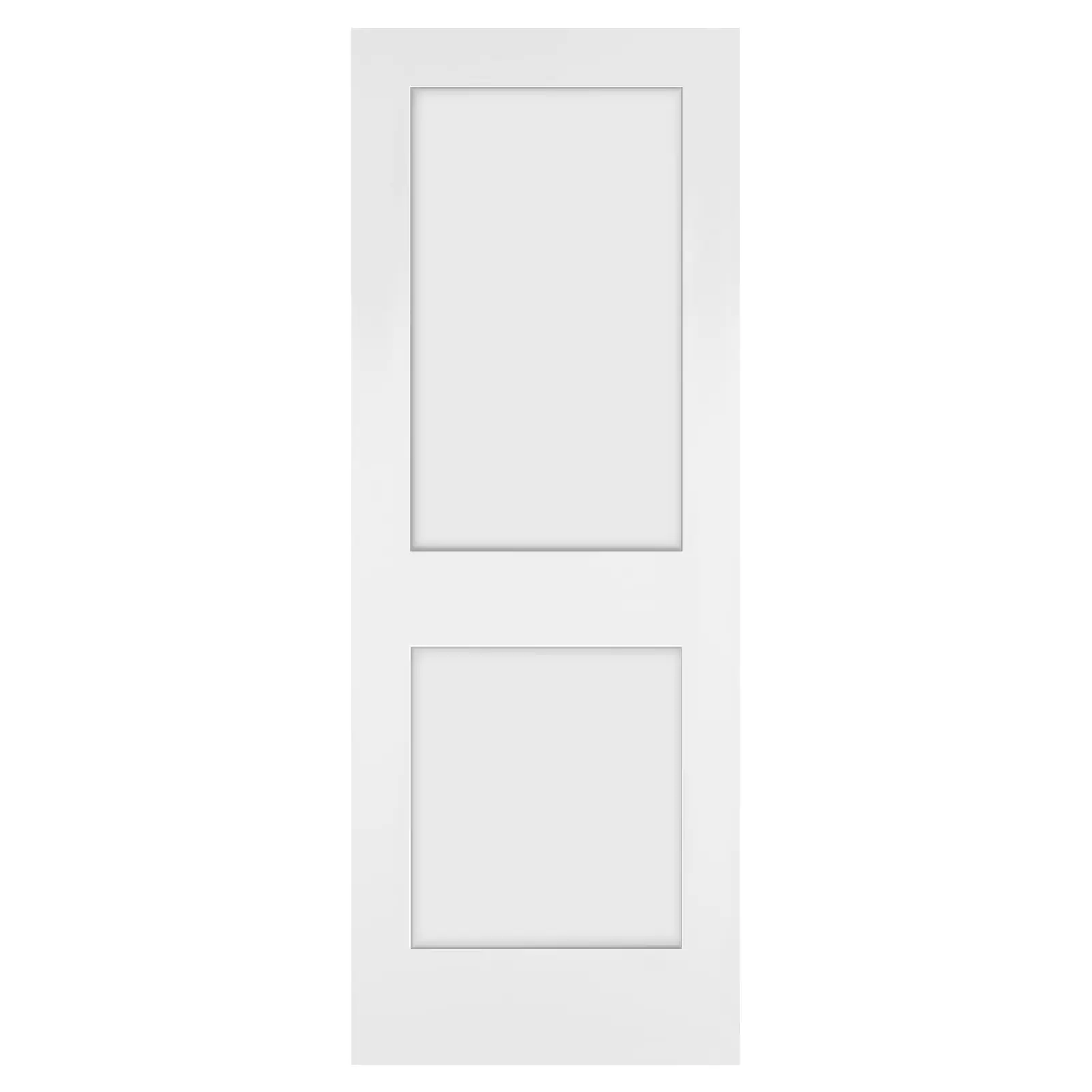 Shaker 2-Panel Wooden Interior Door Slab, 30x80 Inches, 1-3/8" Thick, Primed White, Paintable, Easy Clean, Modern American Design for Bedroom