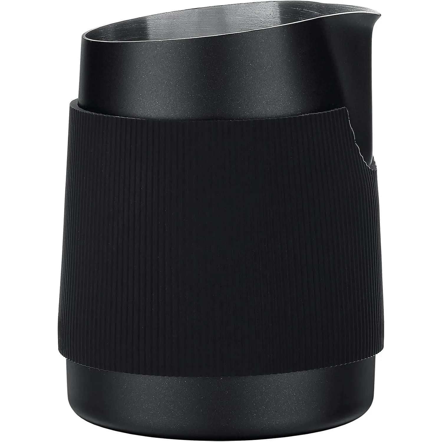Normcore Handleless Milk Frothing Jug, Milk Pitcher 15.2 oz, Milk Frother Steamer Cup Stainless Steel Espresso Cup, Sharp Spout, Black, 450 ml