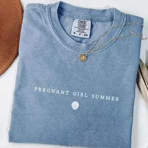 Comfort Colors Pregnant Girl Summer Shirt, Comfort Colors Beach Pregnancy Announcement T-shirt, Pregnancy Reveal Tee, Baby Shower Gift, Mom Shirt