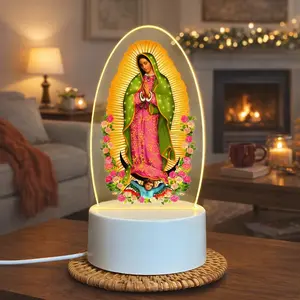 Serene Holy Grace Flower Night Light – USB LED Acrylic Lamp for Meditation & Bedroom