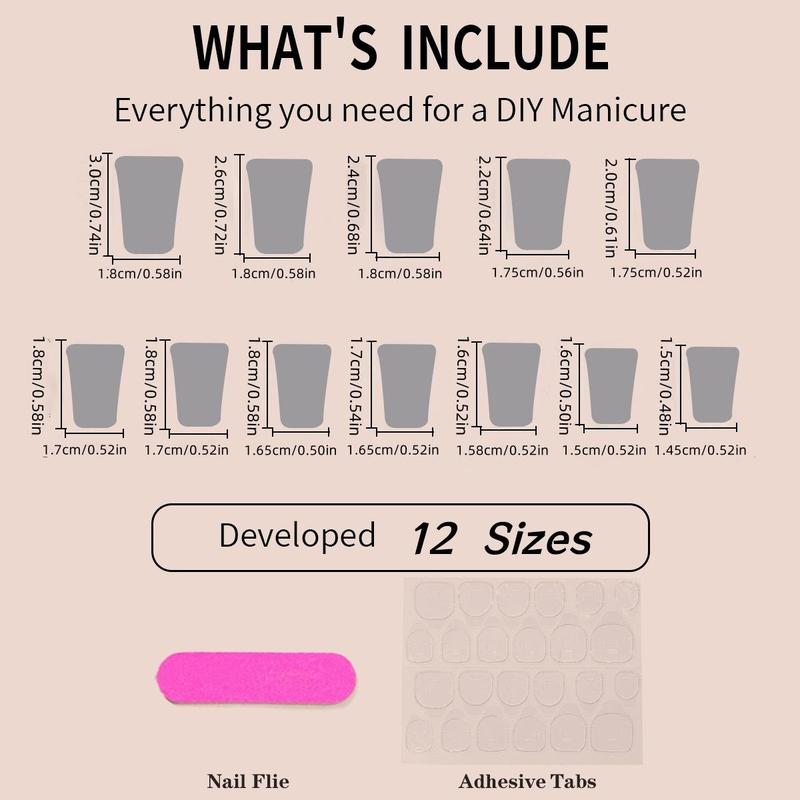 Elegant 24-Piece Medium Duckbill Shaped Fake Nails Set, Glossy Light Ombre with Chain and Rhinestone Decoration, Easy to Apply for Girls and Women