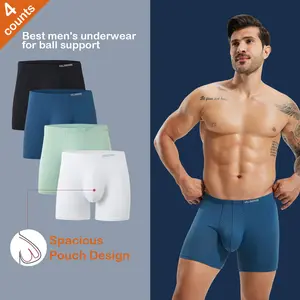 Men's Underwear 3D Spacious Bulge Pouch Boxer Briefs for Men 4 Pack, Quick-Drying, Breathable