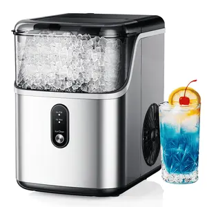 Simzlife 35lbs/24H Nugget Ice Maker Countertop,Portable Ice Maker Machine with Auto-Cleaning, Silver