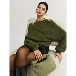 2-in-1 Bat Sleeve Strap Knitted Top