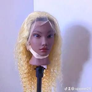curly glueless blonde 360 lace wig