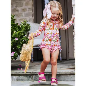 Solid Rash Guard - Glowing Pink Flowers