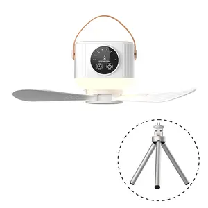Portable Camping Fan with LED Light & Remote | USB Rechargeable Tent Fan with Hanging Hook & Tripod Stand | Quiet Operation, Adjustable Speed & Brightness | Long Battery Life, Aroma Pad Box | For Travel, Dorm, Bedroom