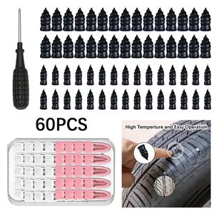 60PCS  Rubber Nails Kit with 2 Sizes for Car/Motorcycle/Truck/Tractor, Fast Self-service Screw Rubber Nail Vacuum Tire Puncture Repair Tool