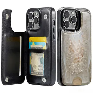 Creative White Castle Interior Pattern Leather Card Holder Phone Case, Suitable for iPhone 17 Air/16 Plus/15 Pro Max/14 Pro/13/12/11/XS Max/X Phone Case, Ideal Gift for Family, Friends, Lovers, Boyfriend, Girlfriend, Best Choice for New Year and Christmas