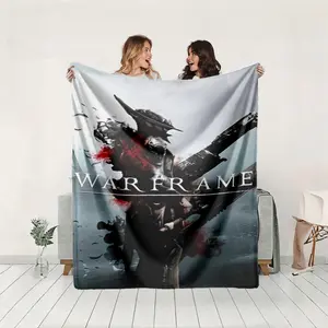 1 piece Warframe: Future Sci-Fi Warrior themed flannel blanket - Modern-style flannel blanket, suitable for sofas and beds, all-season use, super soft and comfortable, digital printing, 100% polyester material, machine washable, suitable for home