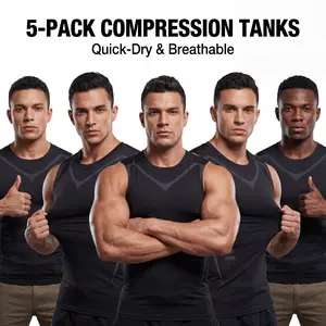 5-Pack Compression Tanks Quick-Dry & Breathable Menswear Top for Men