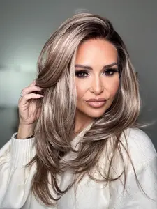 AISOM Jenna Brown Sugar Layered Straight 13x4 Free Part Lace Wig with Scandinavian Hairline Wolf Cut Synthetic Wig 20" Low Density Women's Wig