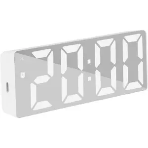 Digital Mirror Alarm Clock - Large Size Luminous Display Desktop Clock, Modern Home Decor Time Display Device, with Date and Temperature Display| Elegant reflective desktop decoration, suitable for bedroom, living room, office, bedside table: Home and Kit