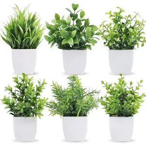 Der Rose 6 Pack Small Fake Plants Artificial Plants in Pots for Home Bthroom Bedroom Living Room Decor Indoor(Green)
