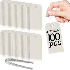 100 Pieces Plastic Shipping Tags with Wires Blank Labeling Tags Waterproof Hang Tags with Reinforcement Hole Durable Wire Tags Labels Stacking Tags for Equipment Parts (Grey, 4 3/4" X 2 3/8") XUWAIDSGN