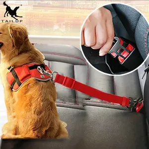 Dog Car Seat Belt Safety Protector Travel Pets Accessories Dog Leash Collar Breakaway Solid Car Harness