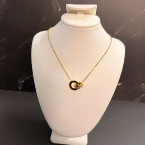 Elegant Circle Necklace with Zirconia - Solid Circle Design for Women