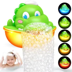 Light-Up Bath Bubble Machine Automatic Dinosaur Bubble Maker for Toddlers Ages 1-8 Kids Bath Toy Easter Basket Stuffers Bathroom Bathtub Toy