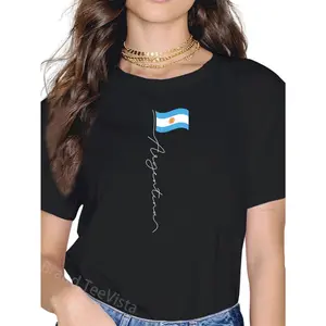 100% Cotton Argentina Signature Flag Pole - Patriotic Argentinian Flag T-Shirt