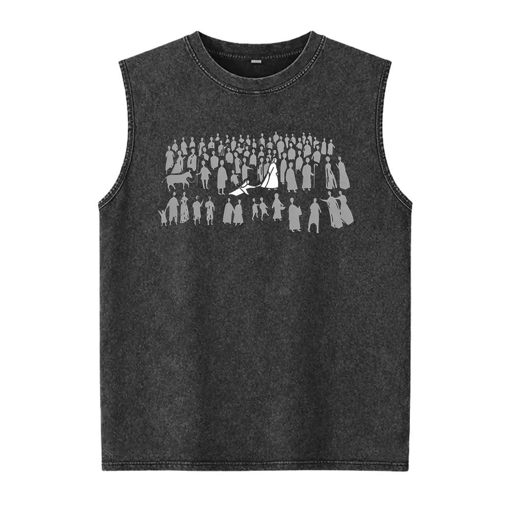 Women's By His Wounds Christian Washed Vest-Sleeve Round Neck Seamless Cotton  - Smooth, Soft Casual Christian Apparel (Gym, Streetwear Use), Graphics, Solid, Shortsleeve, Fabric, Top, Seamless Armpits, All Seasons, Custom Made, Foldable,,