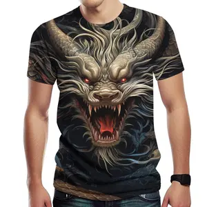 Unisex Fierce Chinese Dragon 3D Printed T-Shirt for Adults – Detailed Scales, Red Eyes, Dark Aesthetic, Ideal for Chinese New Year, Casual Streetwear, Party & Festival Gatherings