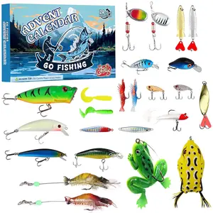 Advent Calendar 2025 Fishing Lure - 24 Days Christmas Countdown Fish Tackle Set for Adult Man Teen Boys- Xmas Surprise Fish Bait Gift for Father Grandpa Brother Boyfriend,Artificial Fishing Lure Kit,