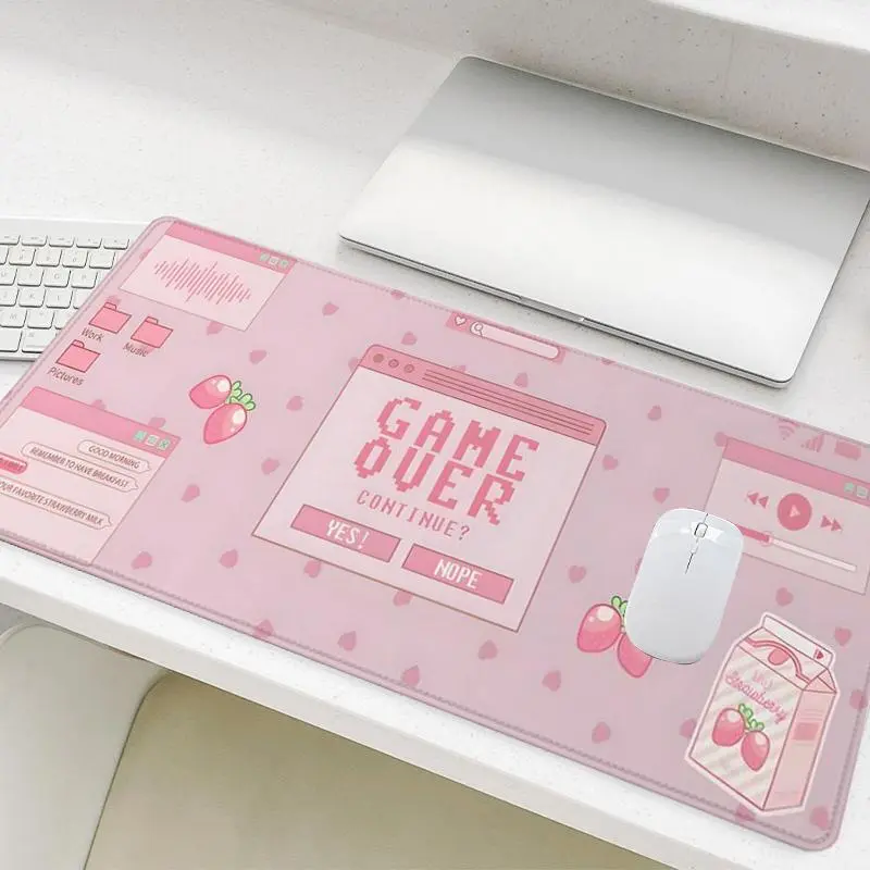 Strawberry Pattern Mouse Pad, Rectangle Gaming Mouse Pad, Office Keyboard Pad, Computer Mouse Pad for Home Office