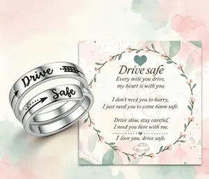 Fathers Day Gift Drive Safe Ring - Stainless Steel Waterproof Adjustable Hypoallergenic Ring, Thoughtful Gift For Boyfriend Husband Truck Driver