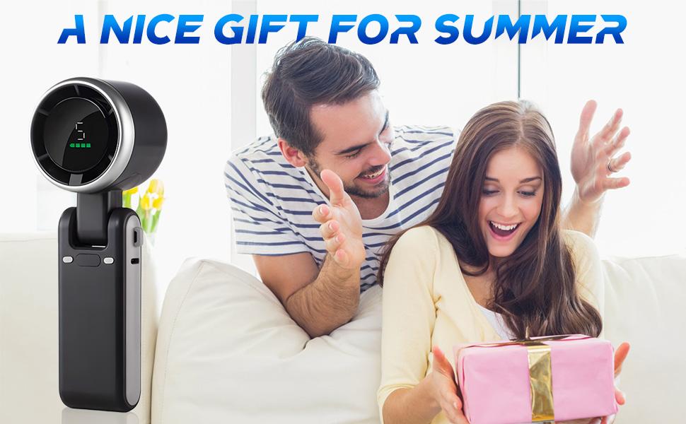 Portable Handheld Turbo Fan, 5 Gear Wind,5000mAh Battery Operated, Up to 10 Working Hours, 3 IN 1 Hand Fan Rechargeable for Outdoor Activities, Travel, Working fathersdaygift