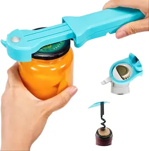 7-in-1 Jar Opener for Seniors – Magnetic adjustable Jar Opener & Bottle Opener for Arthritis, Weak Hands, Easy-Grip Kitchen Lid Opener Gadgets (Cyan)
