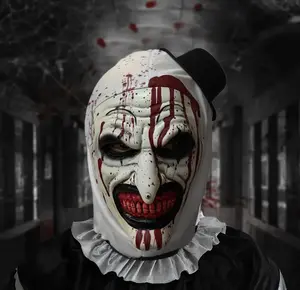 Scary Bloody Clown Mask – Creepy Killer Clown Halloween Costume Mask for Adults | Horror Face Cover with Hat & Blood Splatter