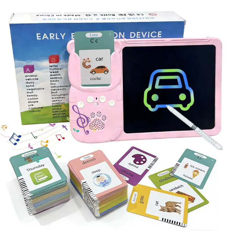 KIDGENIUS Talking Flash Cards - English & Spanish Smart Learning Tool with 510 Sight Words, Vocabulary Flashcards, Word Cards, Outdoor Fun Feature, Durable Animal-Themed Educational Toys for Kids summerwins,summerwins