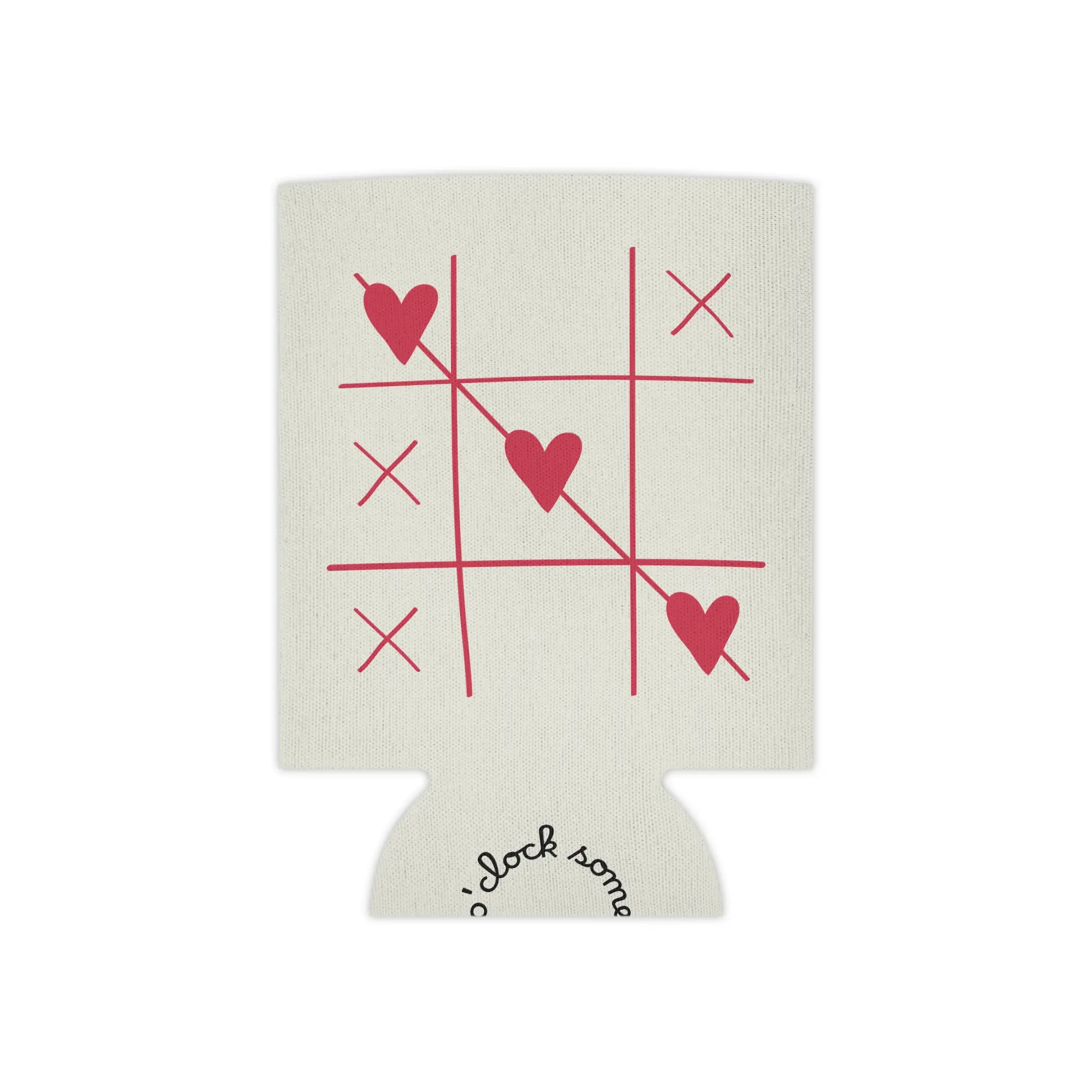 Hearts Tic Tac Toe Can Cooler | Valentine Beverage Koozie