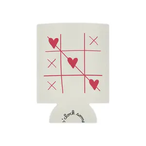Hearts Tic Tac Toe Can Cooler | Valentine Beverage Koozie
