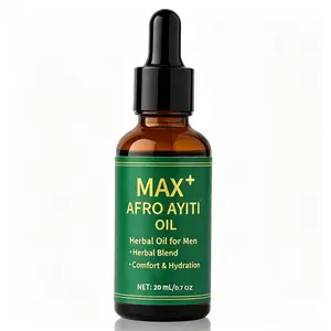 Max+ Afro Ayiti Men's 20ml Herbal Hair Oil, Natural Plant-Based Haircare Liquid, Lightweight Moisturizer to Boost Moisture, Hydrating Treatment for Summer Vibes, Hydrate