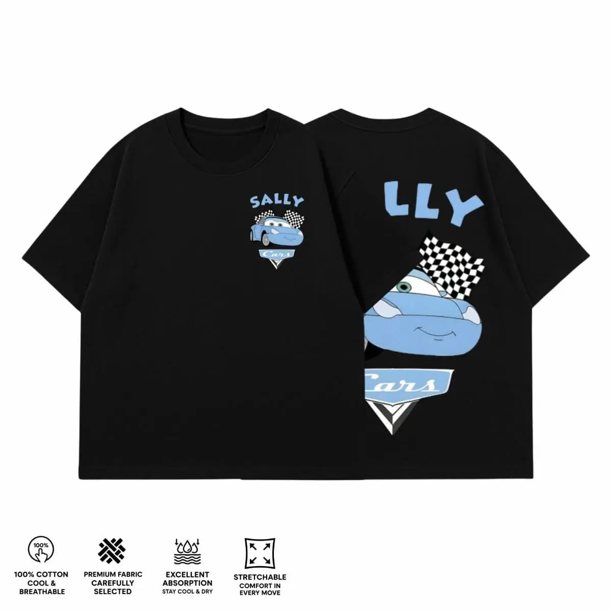 Retro Sally Racing Graphic Tee - Premium Heavyweight Double Sided Y2K Car Shirt (S-5XL)