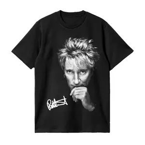 Women's Cotton Short-Sleeve Round Neck Fitted T-Shirt - Casual Rod Stewart 1 Last Time Tour 2026 Print, Vintage Rock Legend Farewell Concert Tribute Fan Gift Top, Shortsleeve, Tshirt