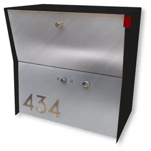 RetroBox Locking Small Package Wall Mounted Mailbox in Jet Black
