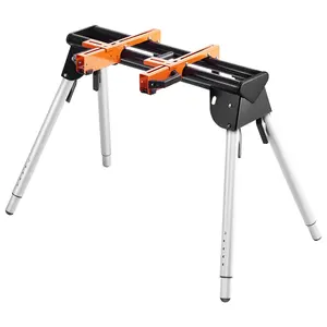fathersdaygift VEVOR Miter Saw Stand, 330lbs Load Capacity Steel Collapsible Stand for Miter Saw with One-piece Mounting Brackets Clamps, 29.1-32.9 Adjustable Height, Portable Compact and Folding Miter Saw Stand