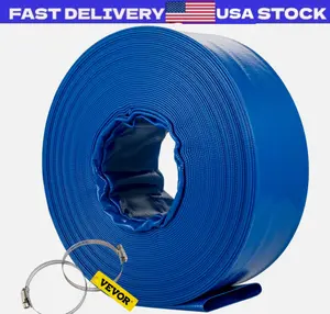 VEVOR Discharge Hose 2"x 105' PVC Lay Flat Hose Backwash Drain Hose w/ Clamp