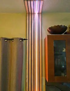 Sleek Element Wall 6ft x 1ft with Custom Light Features - Natural Wood Finish