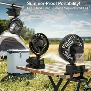 Portable Clip-on Fan, 360° Rotatable Silent Clip Fan, USB Rechargeable Desk Fan, with spray function Portable Camping Fan, Stroller Clip Fan, suitable for home, office, car seats and outdoor camping tents, RVs