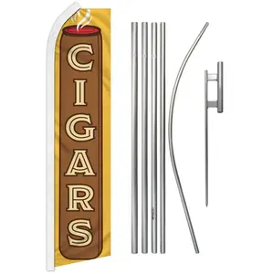 Yellow Themed Steel-Aluminium Pole Super Flag & Pole Kit, Polyester Banner with Unique Print for Home, Festive Party Decorations