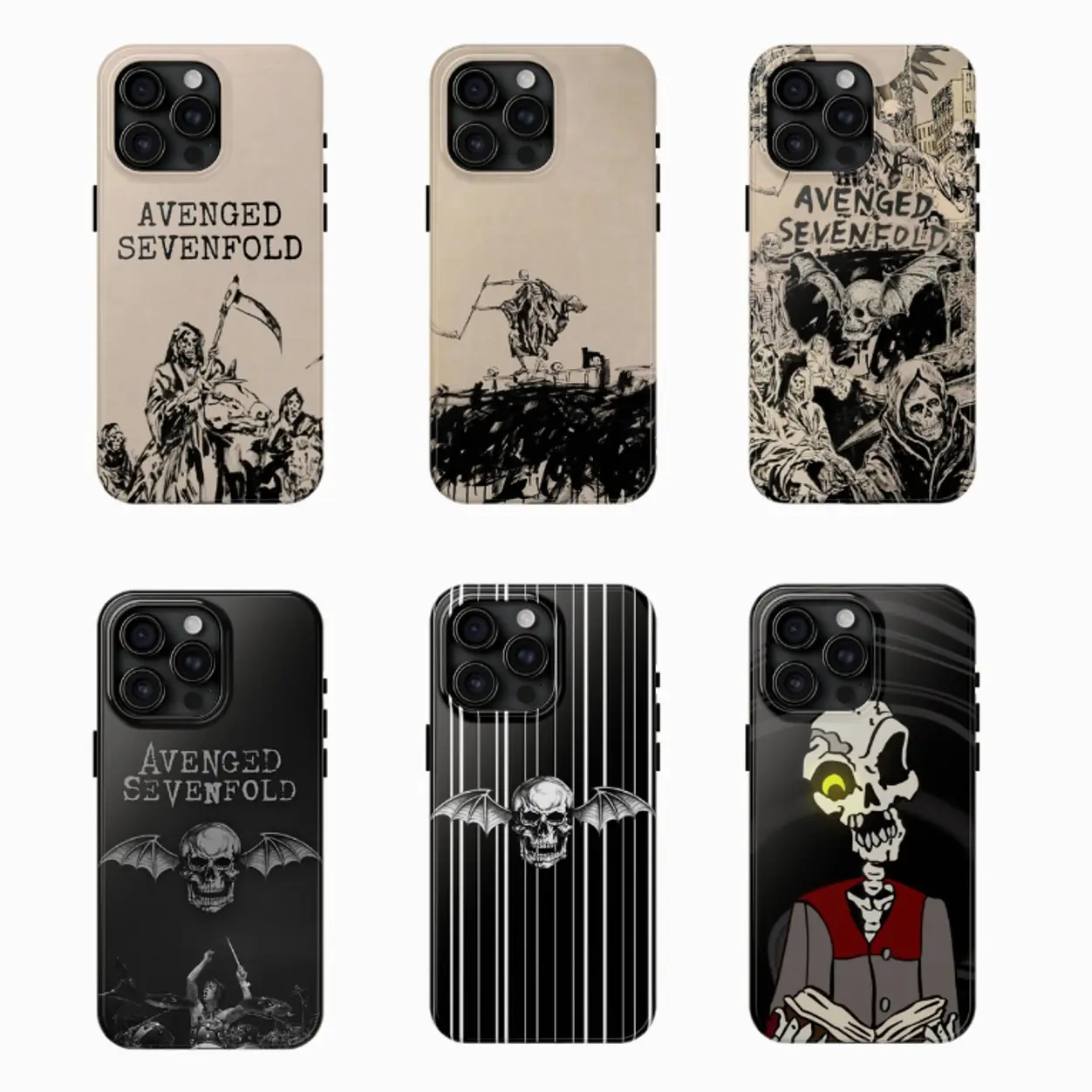 A-Avenged S-Sevenfold Phone Case, A7X Skull Bat Logo Cover, Metal Band Graphic Case for iPhone 17 16 15 14 13 12 11 Pro Max, Gift for fans